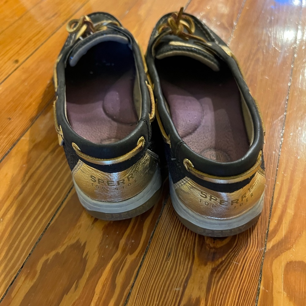 Sperry Top Sider Womens 9M Black Gold Casual Boat Shoe - Picture 3 of 5